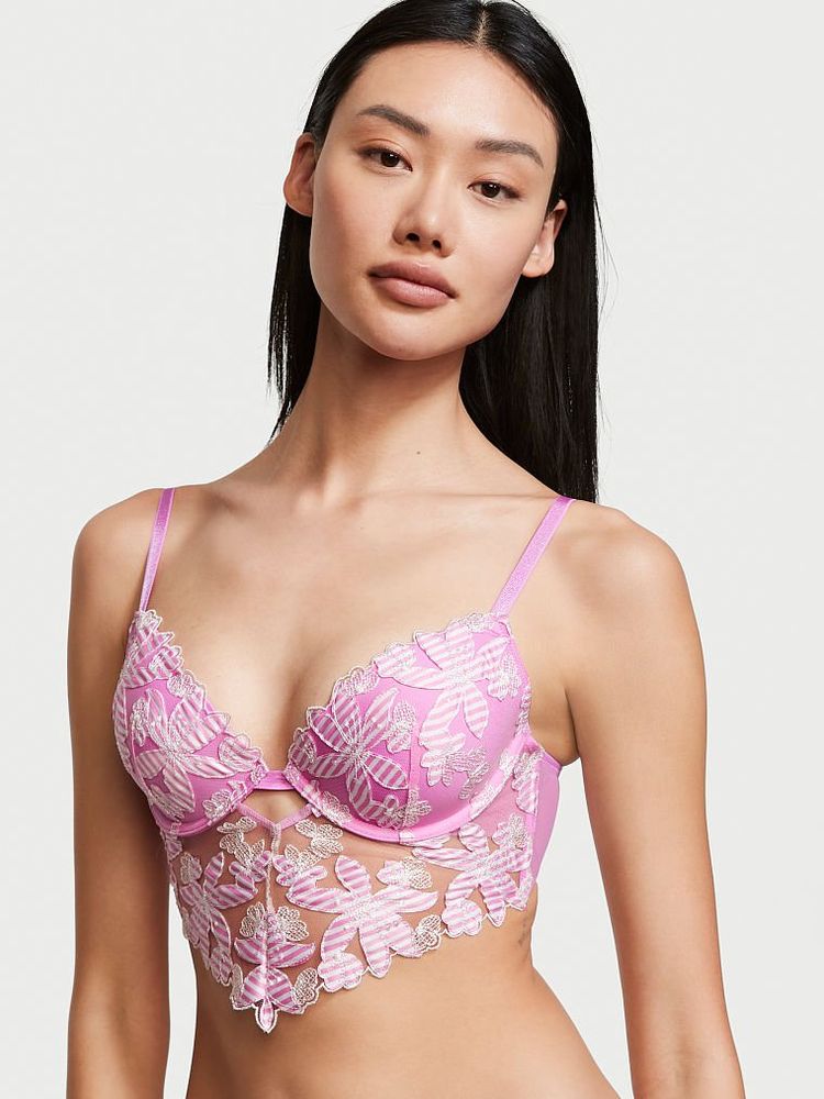 Victoria's Secret Unlined Floral Embroidered Plunge Bra