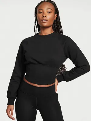 Cotton Fleece Corset Crewneck
