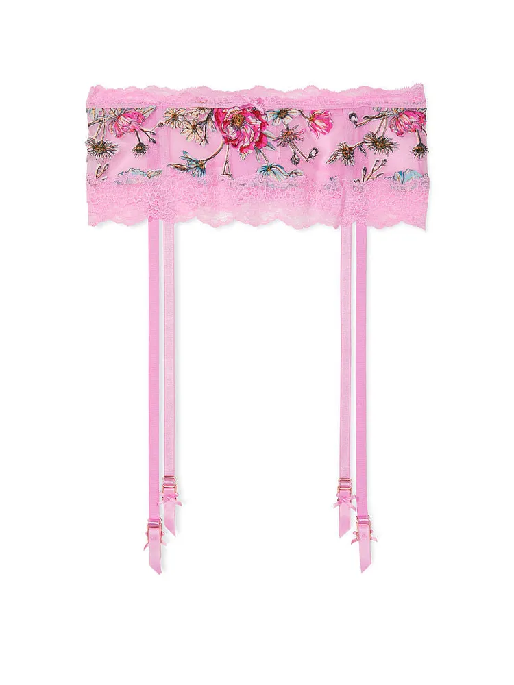 Floral Embroidery Garter Belt