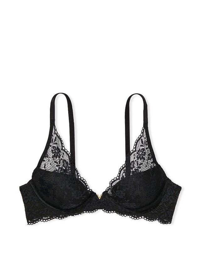 Lightly-Lined Lace Plunge Bra –