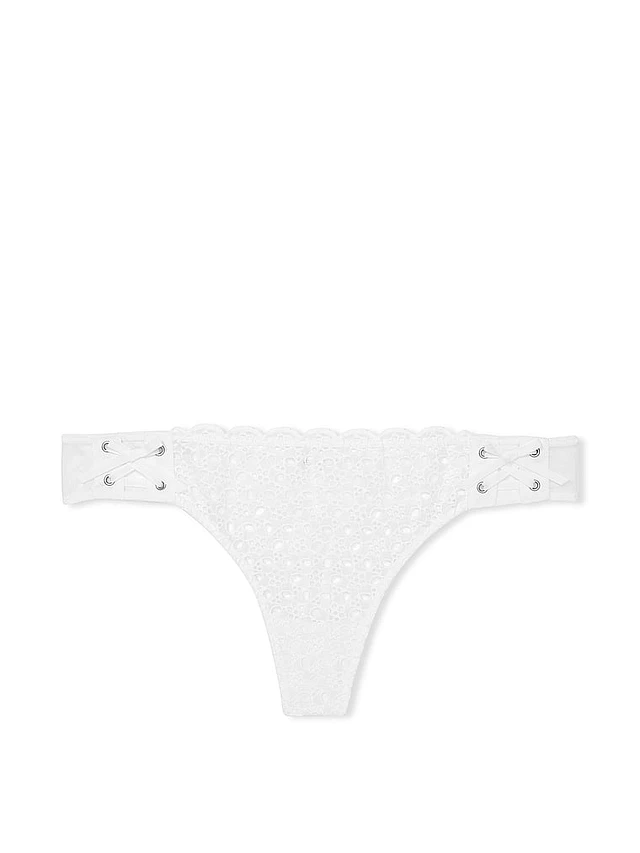 Hauty Women's Odette Dot Mesh and Lace Soft Cup Teddy with Back Opening  Thong