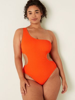 Crinkle One Shoulder Piece Swimsuit