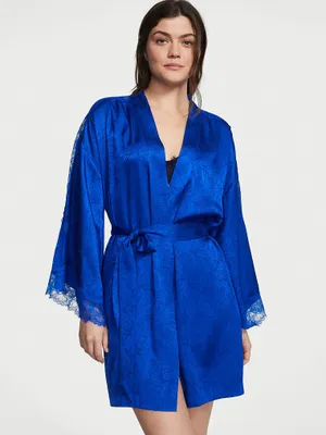 Luxe Satin Jacquard Lace Inset Robe