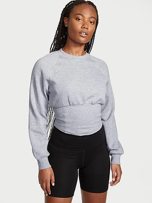 Cotton Fleece Corset Crewneck