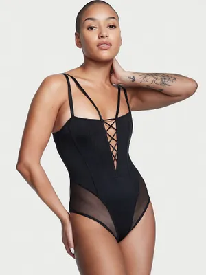 Lace-Up Corset Teddy