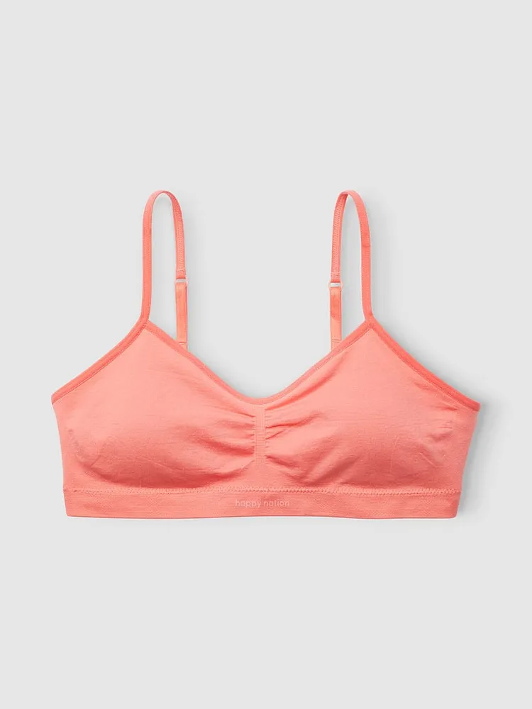 Pink Seamless Ruched Sports Bra