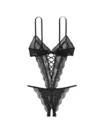 Dream Angels Unlined Lace Triangle Crotchless Teddy