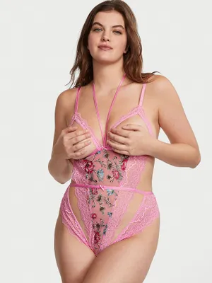 Garden Party Crotchless Open-Cup Teddy