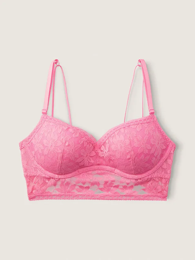 PINK Lace Lightly Lined Plunge Bralette