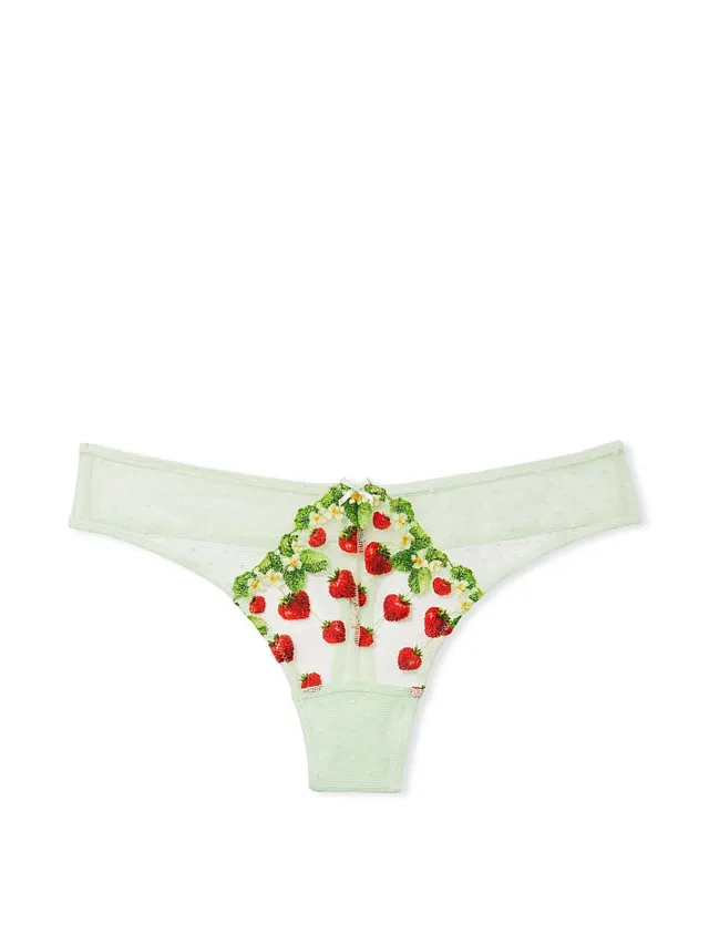 Cherry Embroidery Adjustable String Thong Panty