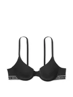 Pointelle Logo Lightly Lined Demi Bra