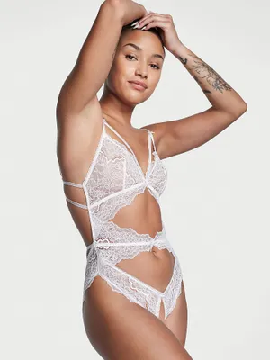 Cutout Lace Crotchless Teddy