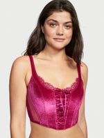 Unlined Lace-Up Velvet Corset Top