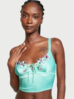 Floral Embroidered Satin Crop Top