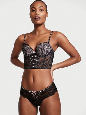 Lightly-Lined Lace-Up Corset Top