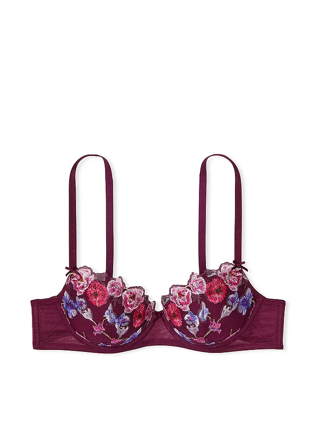 Fun & Flirty Embroidered Unlined Demi Bra