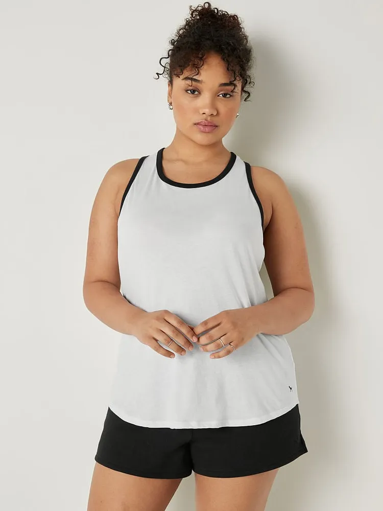 Everyday Essential White Ribbed Racerback Tank Top