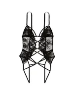 Fishnet Floral Triangle Crotchless Teddy