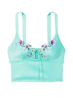 Floral Embroidered Satin Crop Top