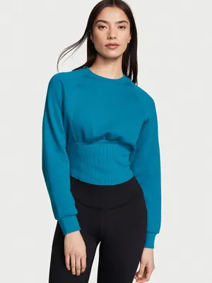 Cotton Fleece Corset Crewneck