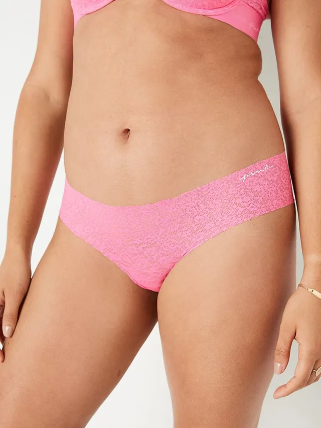 PINK No-Show Lace Trim Cheekster Panty