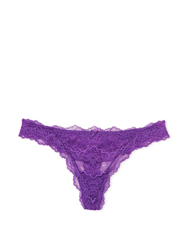 Vs Midnight Affair Embroidery Open-Back Garter Thong Panty