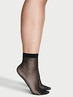 Sheer Crystal Logo Dress Socks