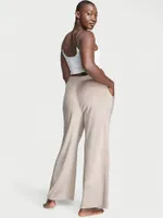 Velour Diamante Wide-Leg Snap Lounge Pants