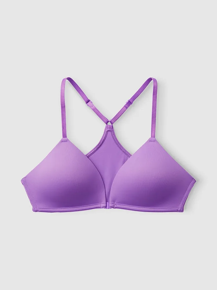 Pink Front-Close Wireless Lightly Lined T-Shirt Bra