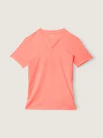 Cotton Short-Sleeve Henley Campus T-Shirt