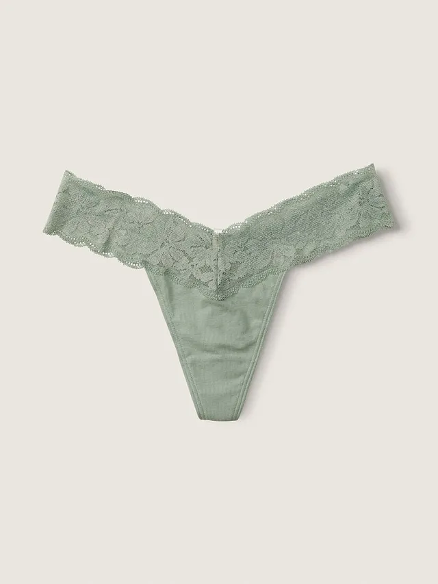 Ambrielle Everyday Thong with Lace Trim Panty