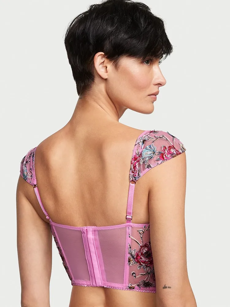 Dream Angels Floral Embroidery Cap-Sleeve Corset Top