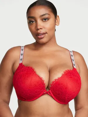 Bombshell Rose Lace & Grommet Push-Up Bra