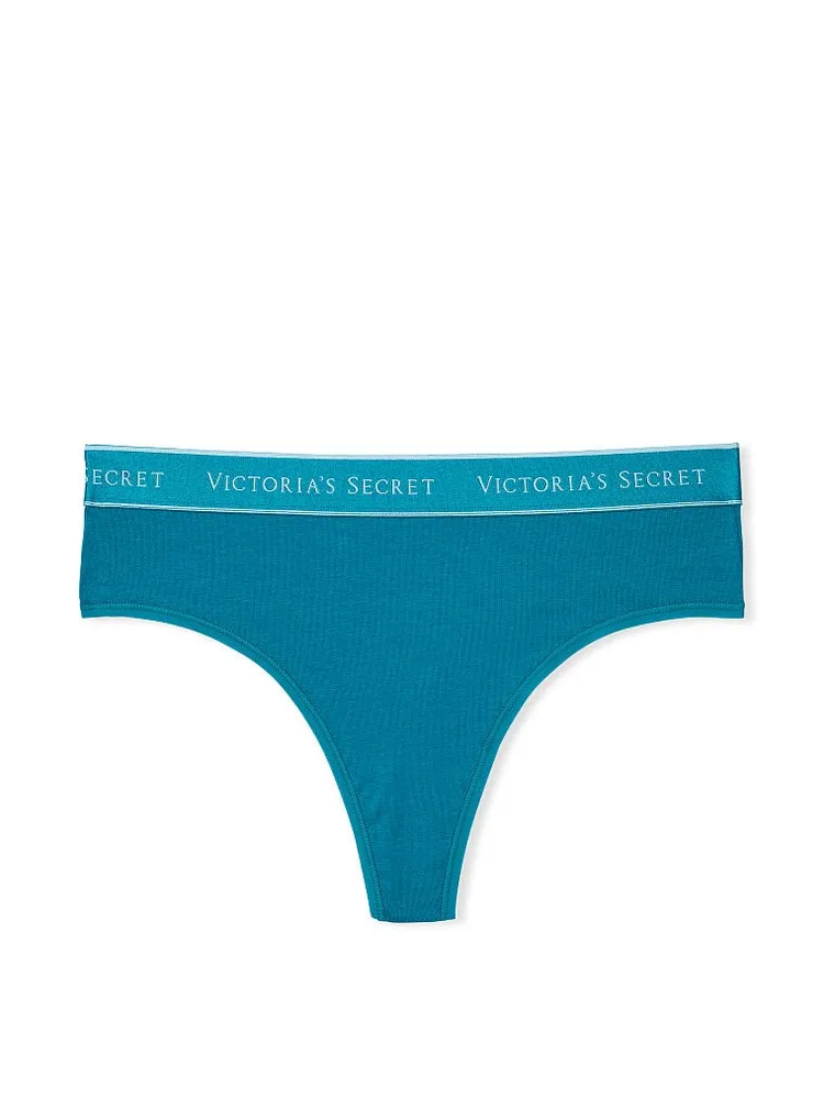 Logo Cotton High-Waist Thong Panty