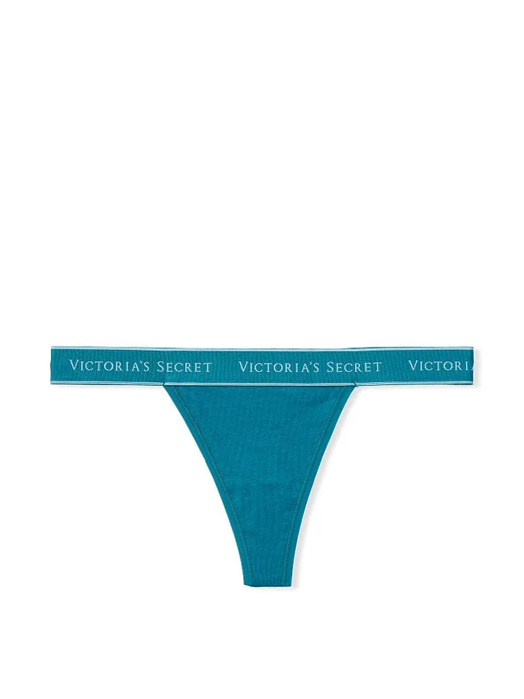 Victoria'S Secret Thongs  Stretch Cotton Logo Cotton Thong Panty - Womens  · Clean Livin Life