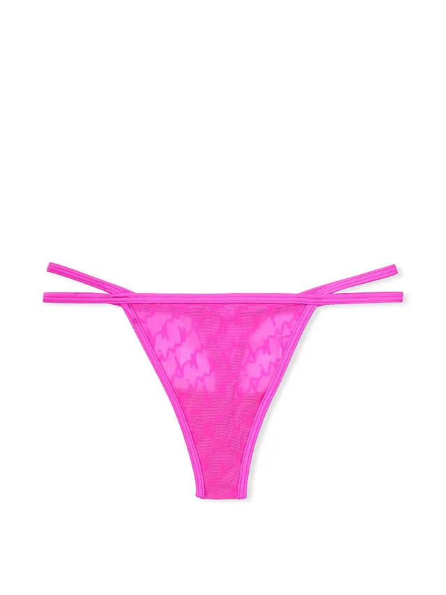 Buy Flocked Logo Mesh Thong Panty