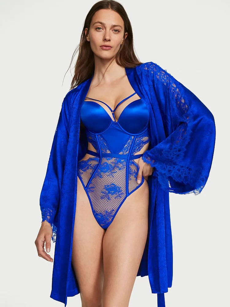 Buy Lace Inset Robe - Order Robes online 5000008946 - Victoria's Secret US