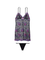 Floral Embroidery Sheer Mesh Slip