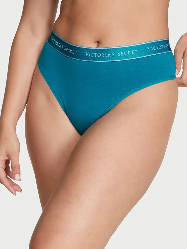 VICTORIAS SECRET LOGO WAISTBAND STRETCH COTTON TANGA BIKINI PANTY