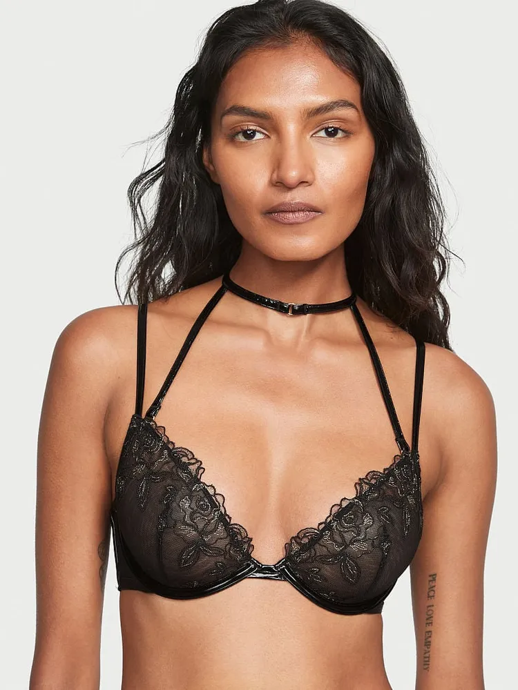 Vs Ziggy Glam Floral Embroidery Unlined Demi Bra