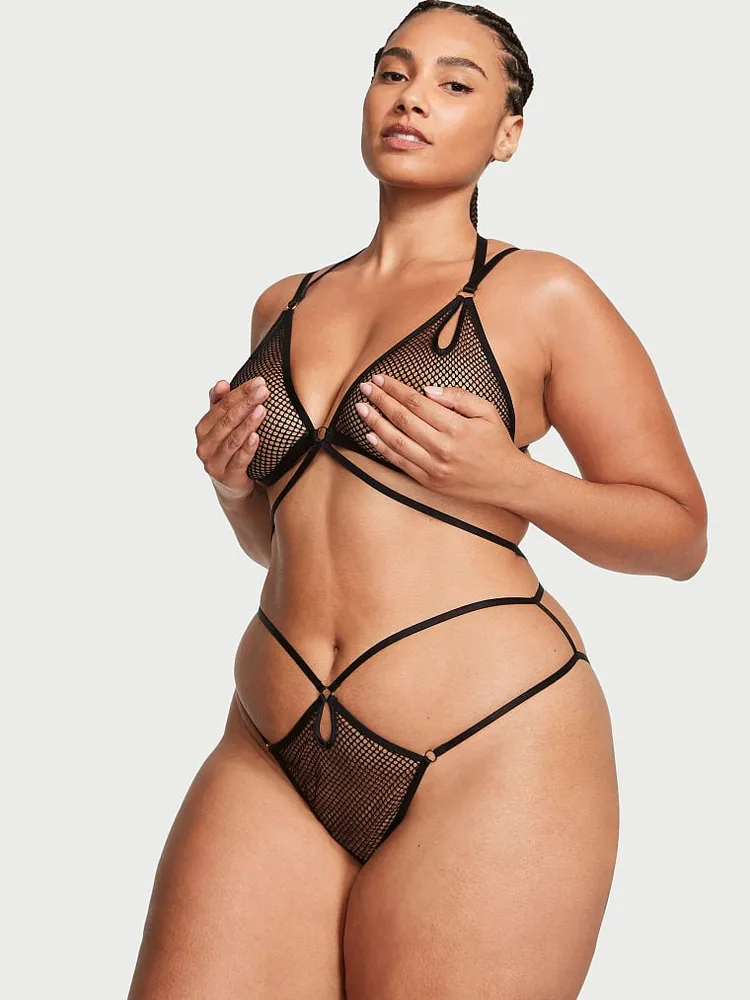 Fishnet Mesh Unlined Strappy Teddy