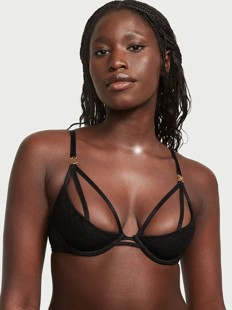 Very Sexy Logo Lace Open-Cup Demi Bra
