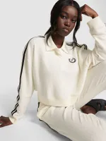 Reverse Fleece Cropped Polo Sweatshirt