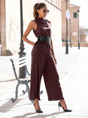 Satin High-Neck Jumpsuit