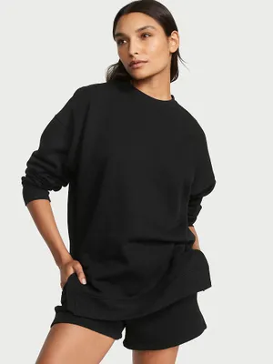 Cotton Fleece Mock Neck Pullover
