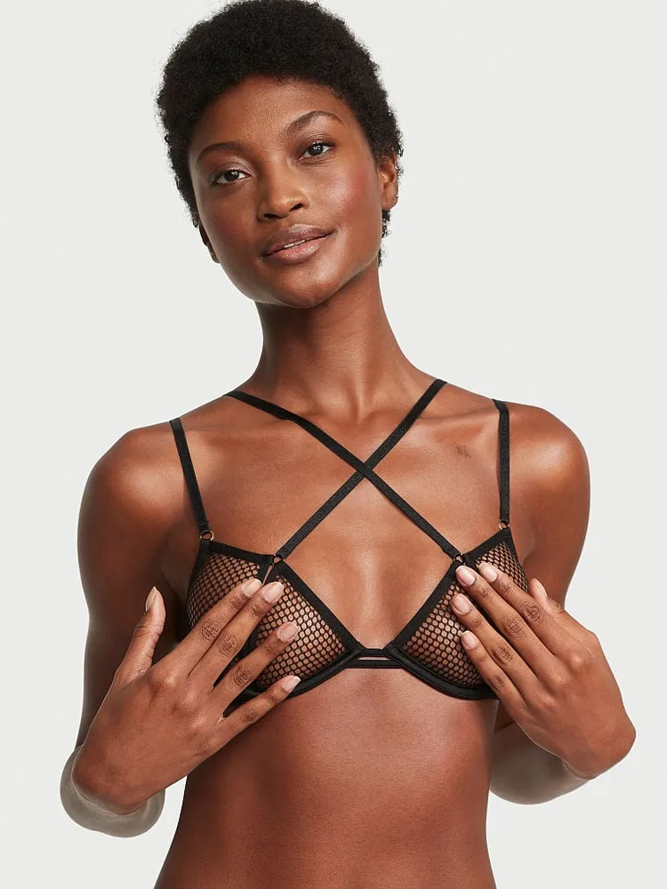 Very Sexy Fishnet Lace Open Cup Low-Cut Demi Bra