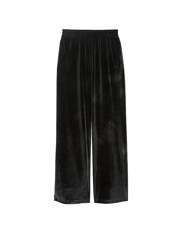 Velour Shine Logo Wide-Leg Pants