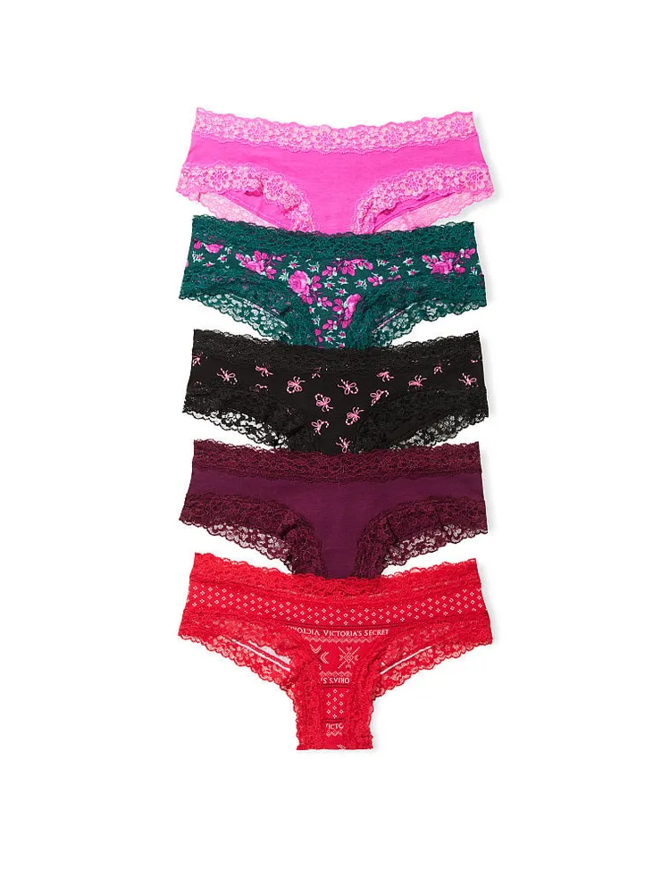 5-Pack Cotton Cheeky Panties - PINK