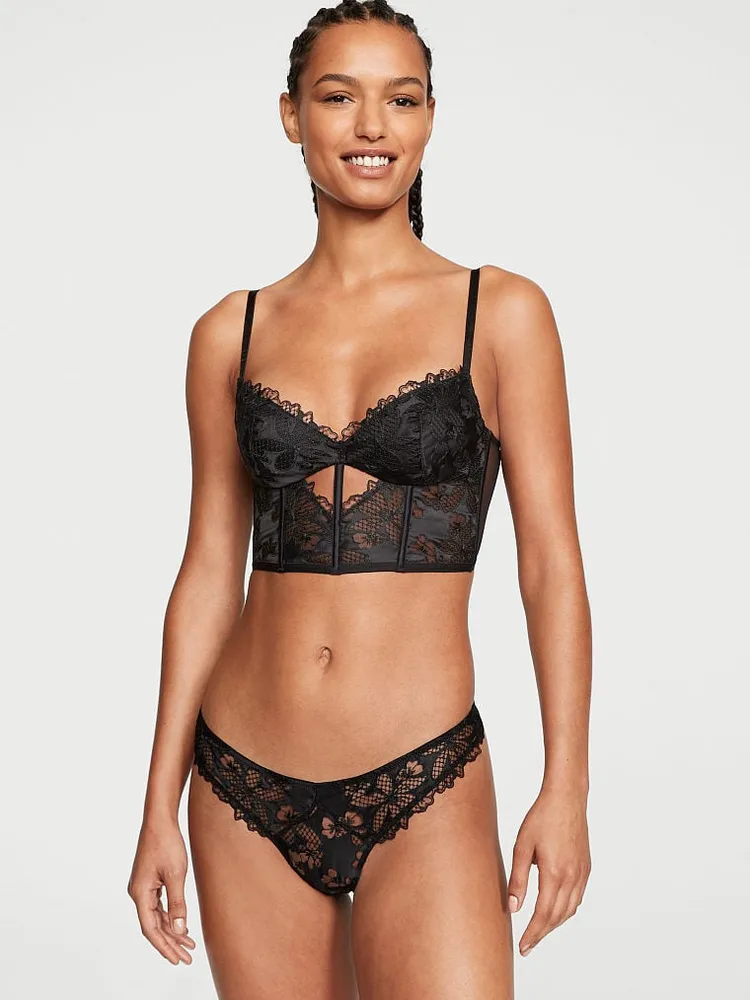Vs Satin Ziggy Glam Floral Embroidery Strappy Open-Cup Bra