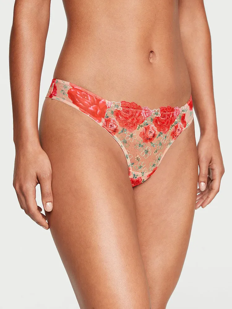 Rosebud Embroidery String Bikini Panty